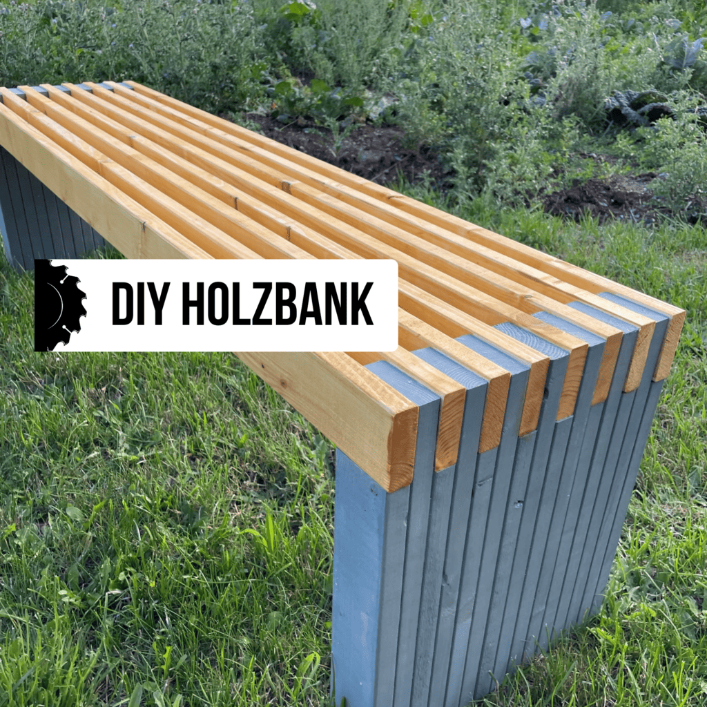 Holzbank selber bauen moderne DIY Sitzbank aus Holzlatten