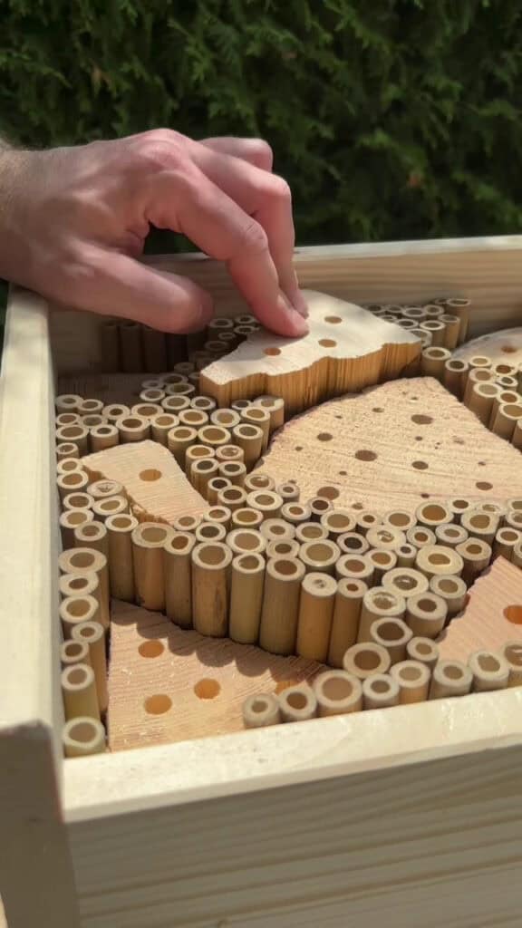 Insektenhotel bauen - Füllmaterial einsetzen