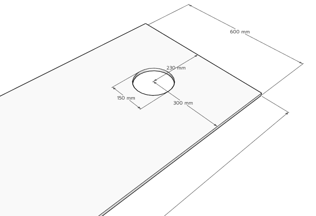 Cornhole Board Bauplan: Lochplatte Detail Ausschnitt